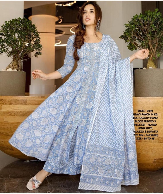Buy Women Rayon Printed embroidered Jaipuri Kurti Palazzo Dupatta Set  Online In India At Discounted Prices