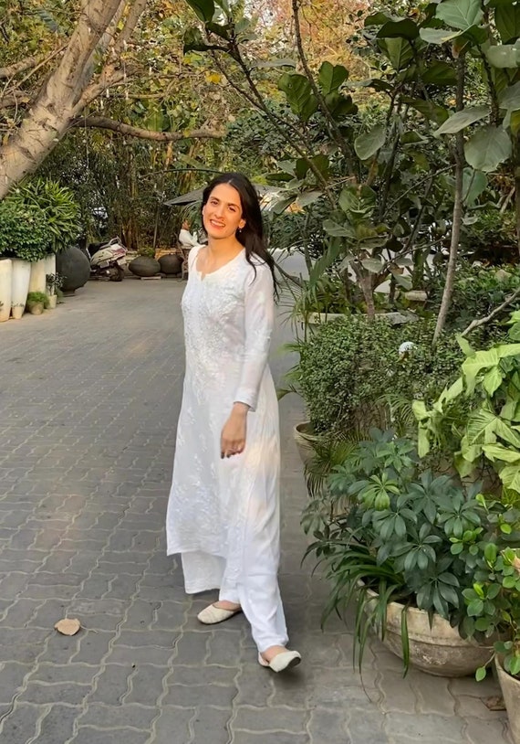 Yankita Kapoor Style Off White Designer Palazzo Suit