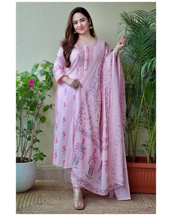 Pink straight deals kurta