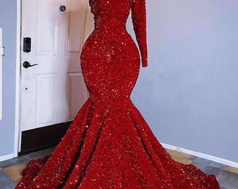 red lace mermaid dress