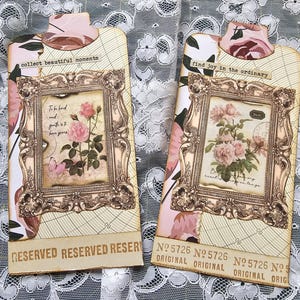 Floral Journal Tags: Vintage Style Craft Embellishments (Set of 2)