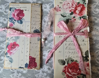 Handmade ledger style journal and ephemera pouch / junk journal / treasure book / craft supplies