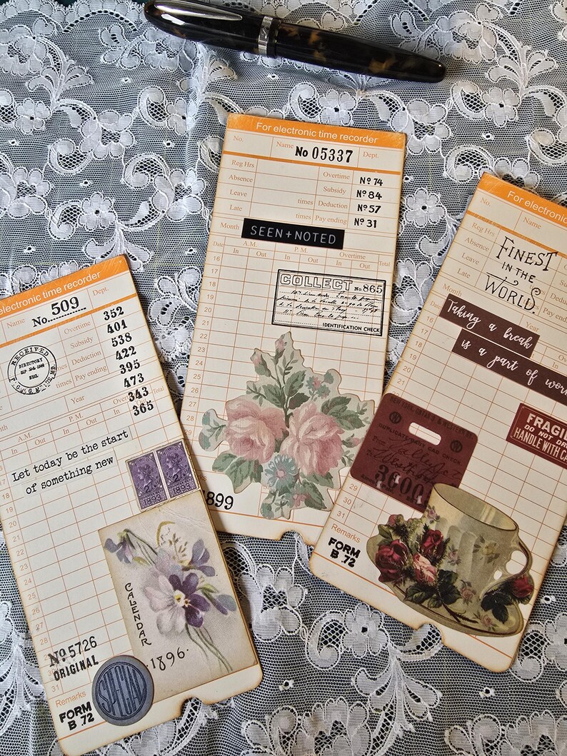 Set of 3 Altered Time Cards / Tim Holtz Style /ephemera / Craft ...