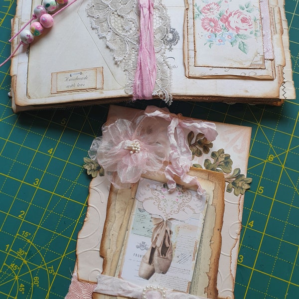 Handmade ooak junk journal and tag / junk journal / treasure book / decorated journal