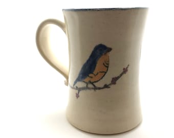 Handmade bluebird mug