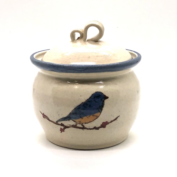 Handmade Bluebird Sugar Bowl