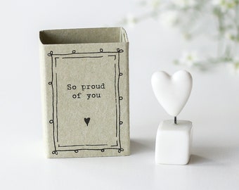 So Proud of You - Heart Porcelain Matchbox Keepsake - Gift For Daughter, Achievement Gift, Congratulations, Exam Passed, New Job, Gift ideas
