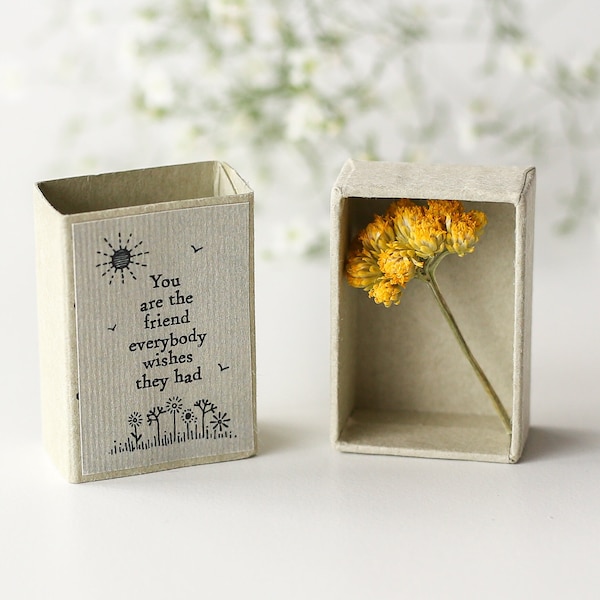 Matchbox Gift For Friend, Dried Flower Gift, Gift For Friend, Friend Keepsake, Gift For Her, Pick Me Up, Thinking Of You, Send a Hug