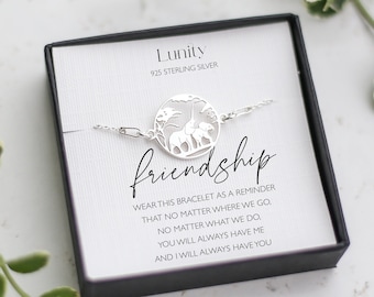 Gift For Friend, Friendship Bracelet Gift, Elephant Family Necklace, BFF Bracelet, Friend Birthday, Gift For Her