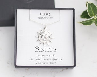 Gift For Sister, Sister Christmas Gift, Sister Birthday, Sterling Silver Sun And Moon Necklace