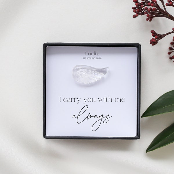 Miscarriage Keepsake - Clear Quartz Angel Wing - I Carry You With Me Always, Baby Loss Keepsake, Wing Crystal Pebble,Miscarriage Remembrance