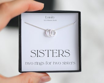 Sister Necklace, Gift For Two Sisters, 2 Sisters, Sterling Silver Necklace Gift, Soul Sister Gift, Sister In Law Gift, Sister Birthday Gift