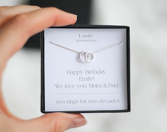 20th, 30th, 40th, 50th, 60th, 70th, 80th Birthday Gift For Women, Decades Necklace, Birthday Necklace, Circles Necklace, Sterling Silver