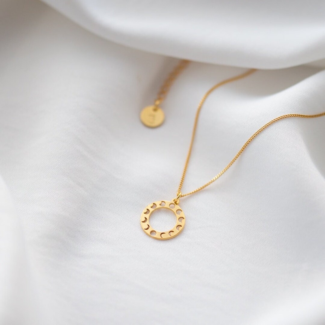 Moon Necklace Moon Phase Pendant Necklace 925 Sterling - Etsy