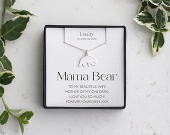 Mama Bear Gift, Mama Bear Necklace, 925 Sterling Silver