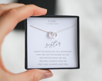 Sister Necklace Gift, Three Sisters, Two Sisters, Sisters Bond Necklace, Two Circles, Sister Birthday Gift, Gift For Sister, Sterling Silver