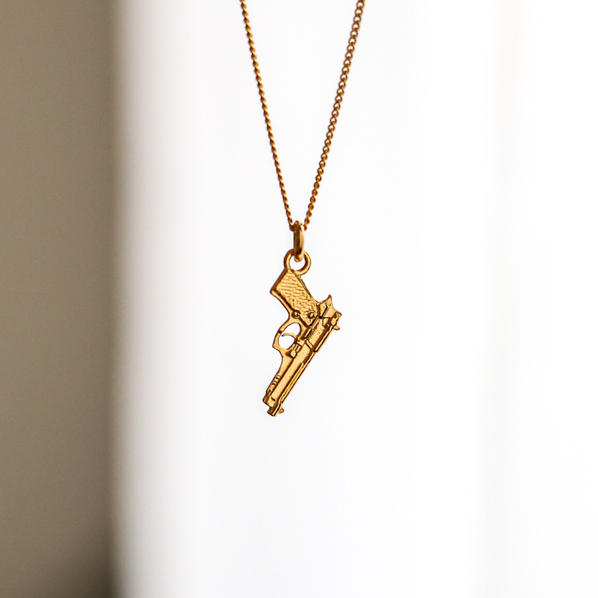 Gun Pendant Necklace Gold Gun Jewellery Sterling Silver Etsy