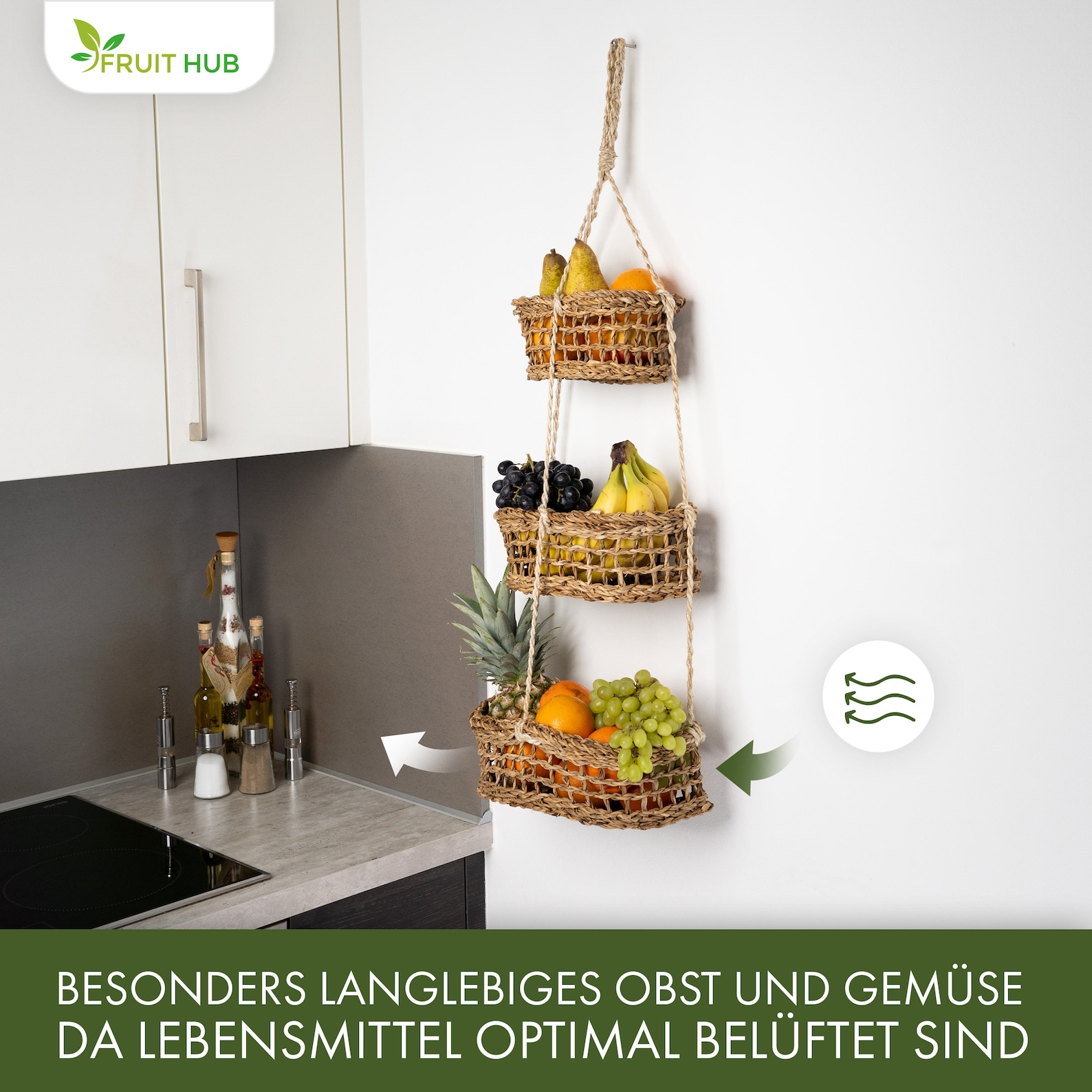 Fruit Hub Hanging Fruit Basket Wall Mounted Tier 100 Etsy