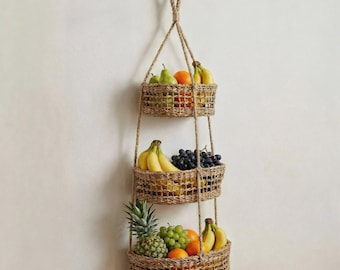 FRUIT HUB® Obstkorb, Hängekorb, Obstkorb Hängend, Hängekorb Küche, Hängekörbe, Fruit Basket, Hängekorb Obst, Obst Korb, Obstkorb Wand, Obst