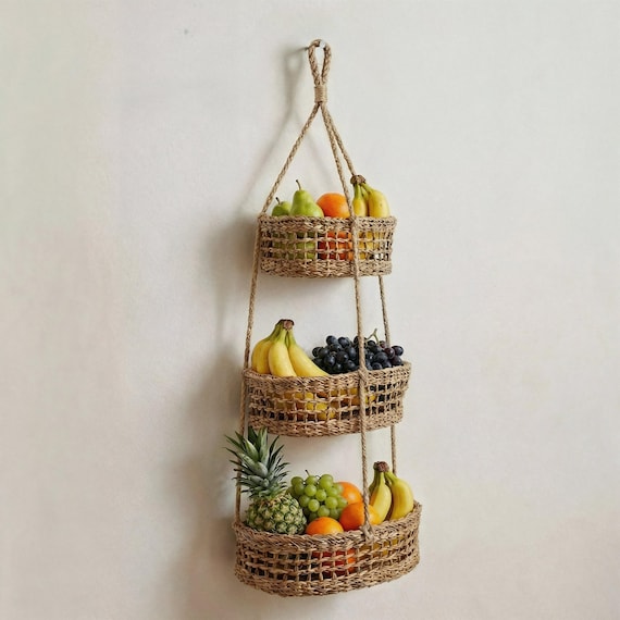 FRUIT HUB® Obstkorb, Hängekorb, Obstkorb Hängend, Hängekorb Küche, Hängekörbe, Fruit Basket, Hängekorb Obst, Obst Korb, Obstkorb Wand, Obst