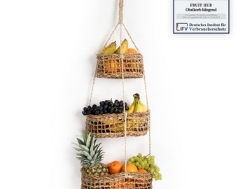 Fruit Hub - Hanging Fruit Basket - Wall Mounted Cake Stand - 100% Natural. Fruit basket wall, fruit basket hanging, fruit basket cake stand, fruit basket