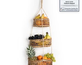 Fruit Hub – Corbeille à fruits suspendue – Support à gâteau mural – 100 % naturel. Mur de corbeille de fruits, corbeille de fruits suspendue, support à gâteau corbeille de fruits, corbeille de fruits