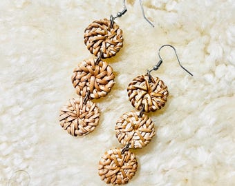Special rattan handwoven earring, rattan earring, handwoven earrings, Boho rattan earrings
