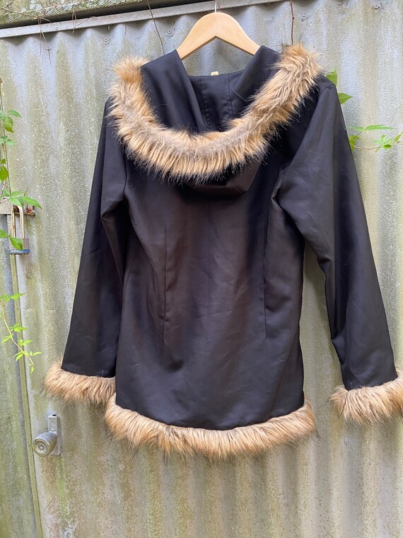 1960s hooded faux fur penny lane zip up jacket - image 3