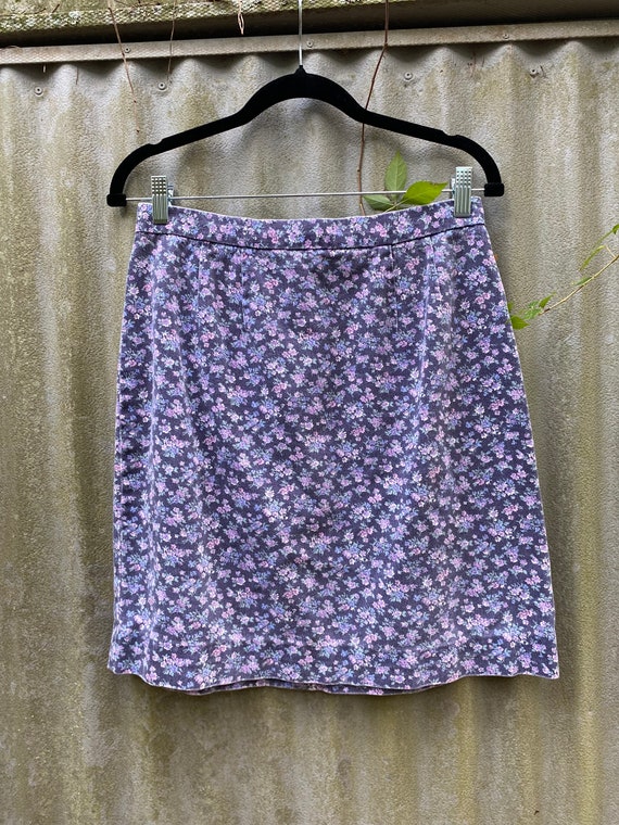 1980s floral denim skirt