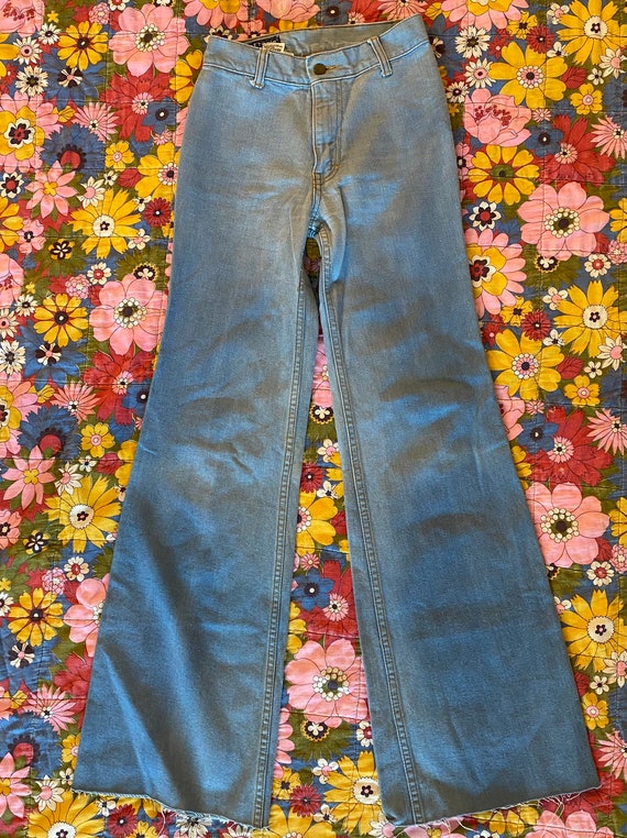 1970s BRITTANIA Denim Bell bottoms worn in light w