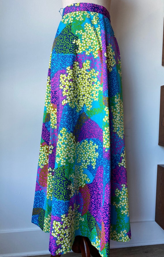 1970s barkcloth hawaiian maxi skirt