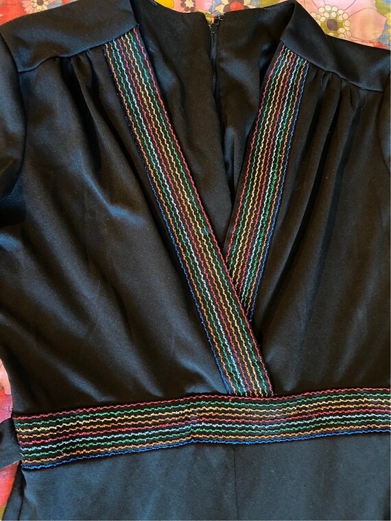 rainbow stitched v cut gorgeous 1970s bell bottom… - image 5