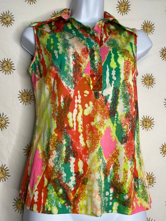 1970s psychedelic vintage abstract blouse