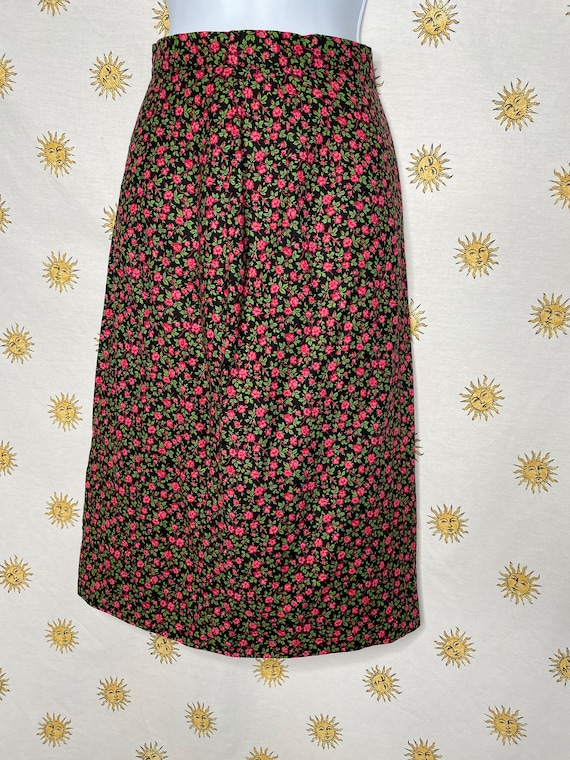 1950s / 1960s cotton rose print skirt - image 1