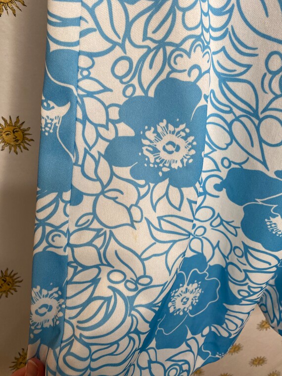 1960s blue summer floral dress - image 3