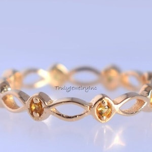 Citrine Art Deco Anniversary Band Sterling Silver CZ November Birthstone Citrine Eternity Ring, Silver Anniversary Ring, Marquise Shape Band