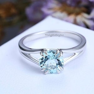 Sterling Silver Sky Blue Topaz Ring: Handmade Gemstone Promise Ring
