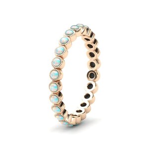 Opal Eternity Band: Sterling Silber Ehering, Oktober Geburtsstein