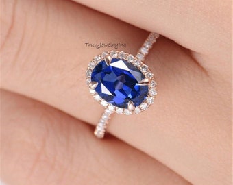 Ovaler Saphir Sterling Silber Ring: September Birthstone Versprechensring