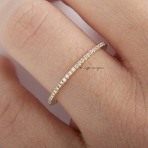 Sterling Silver, Eternity Ring, Full Eternity Band, Engagement Ring, Wedding Band, Thin CZ ring band, Micro pave, Diamond Wedding Ring Bands