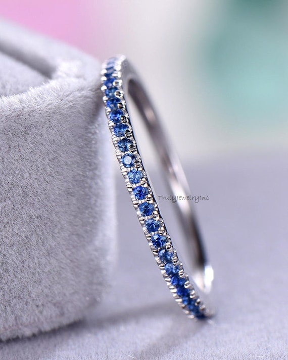 Thin sapphire eternity band sale