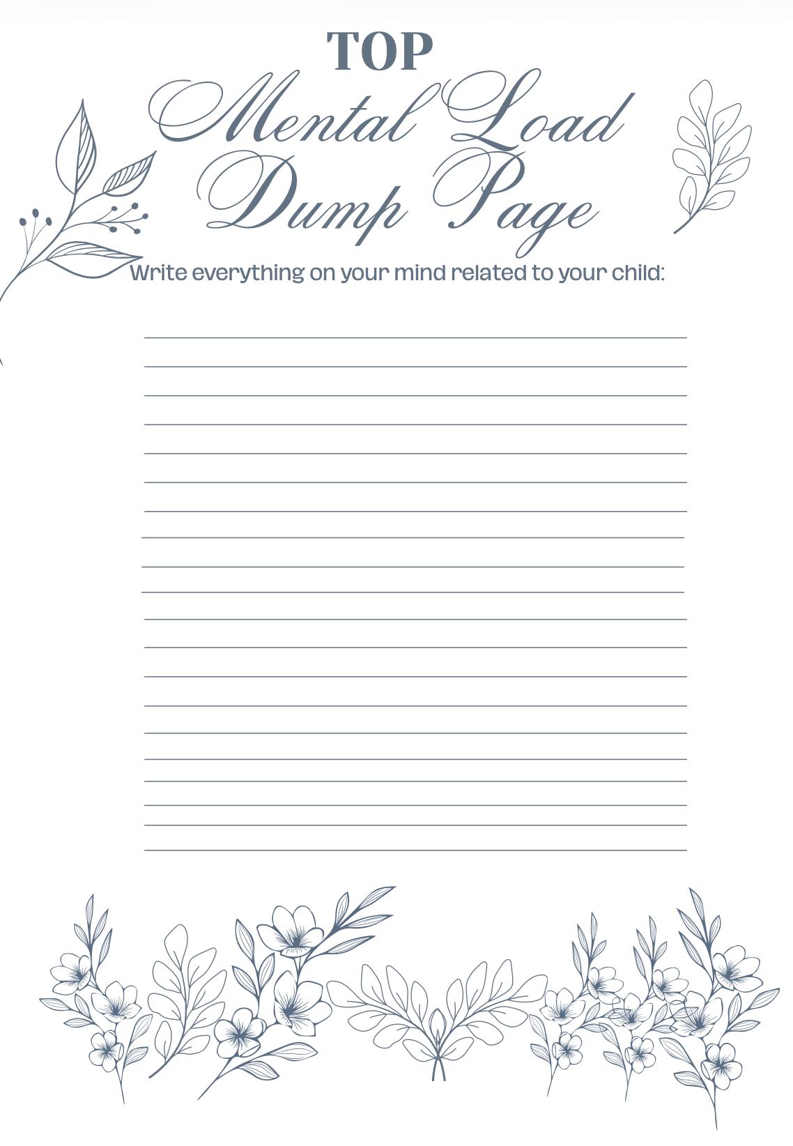 Mental Load Dump Printable | Brain Dump Worksheet | Overwhelm Reset ...