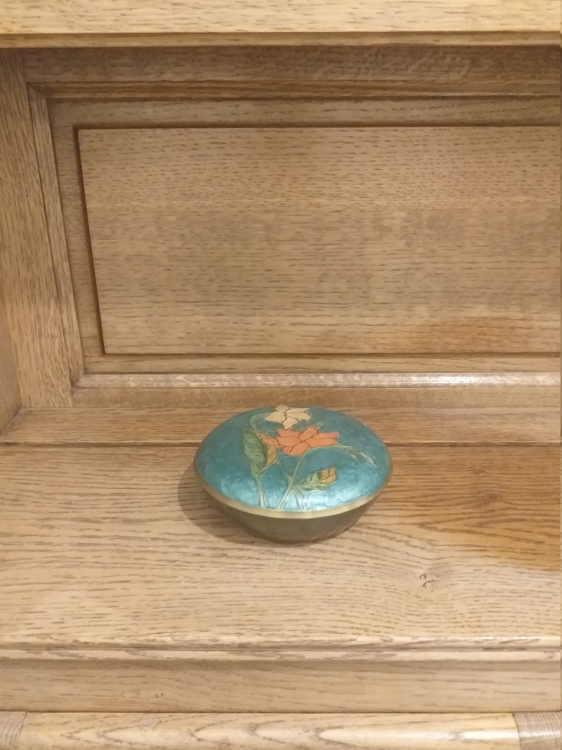 Hand Painted Brass Box India Enamel/Brass Jar For Small Items Jar With Lid /