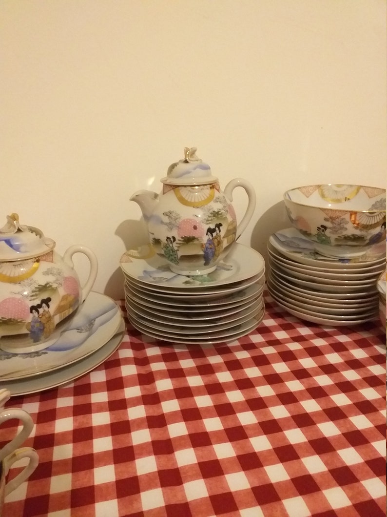 Old Japanese Tea Set,old Japanese Tea Set for 9 People,vintage Japanese