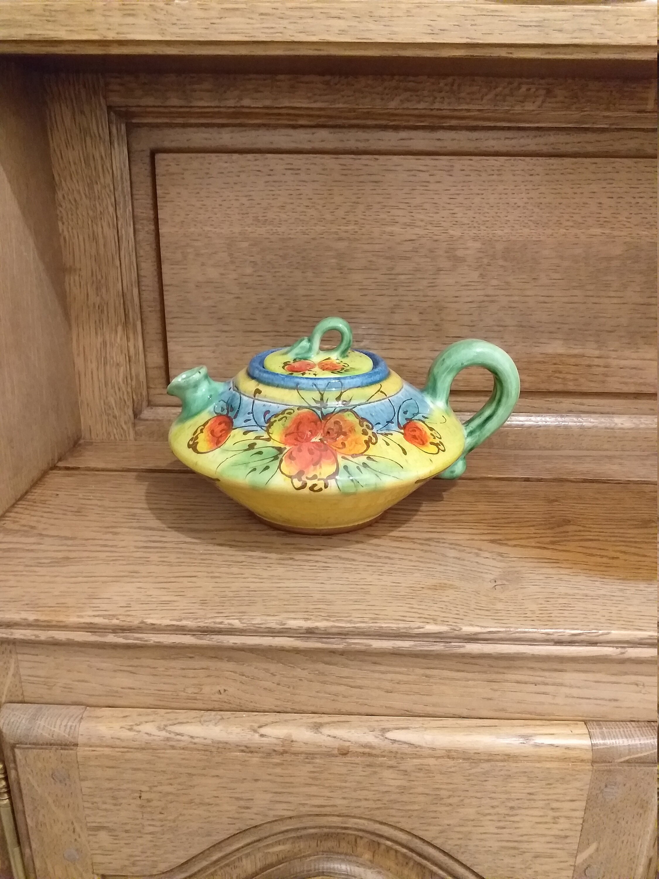 Multicolor Ceramic Teapot/Very Nice Teapot Rainbow Teapot Charming Hand Painted Ceramic Majolica /