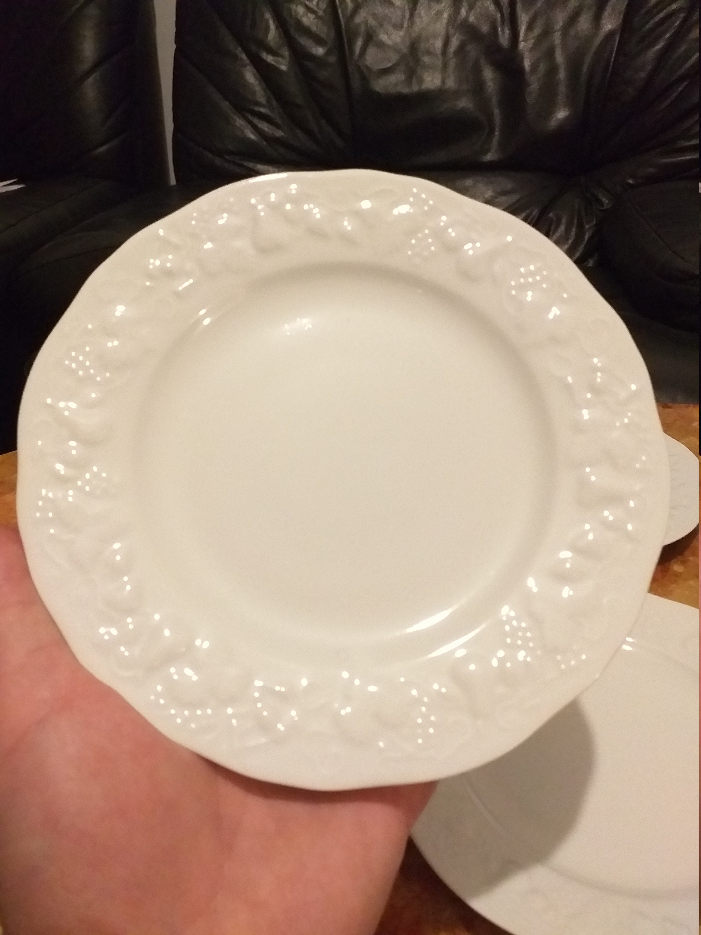 Deshoulieres Dessert Flat Plates/Philippe Deshoulieres Porcelain Limoges White Porcelain Decorated W