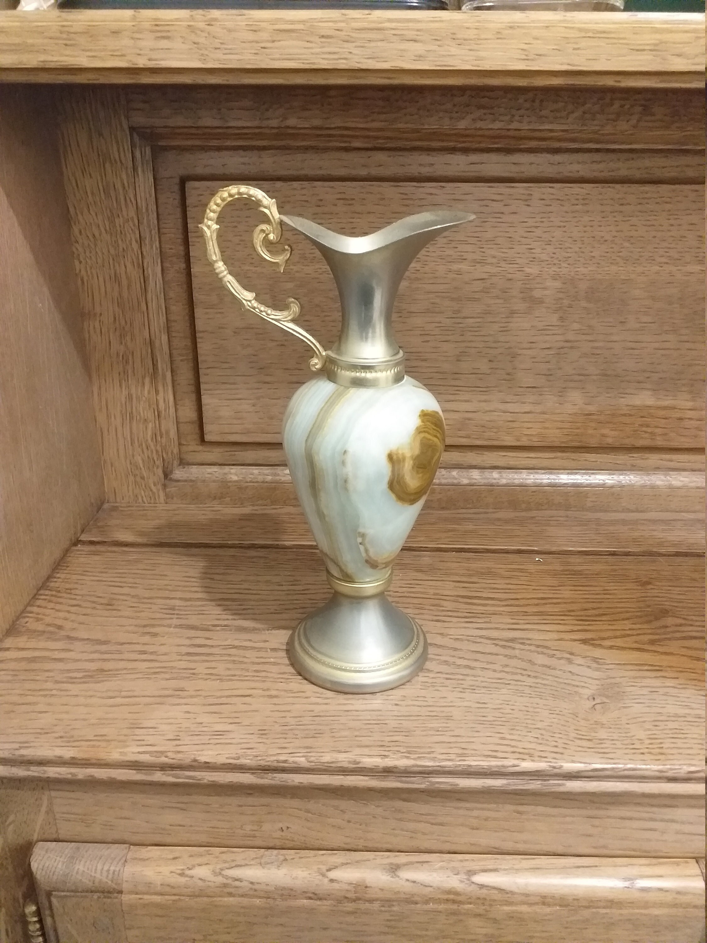 Candlestick Onyx Brass Jug /Vintage Vase Candlestick Brass Onyx/Amphora Onyx/Vintage With Vase/