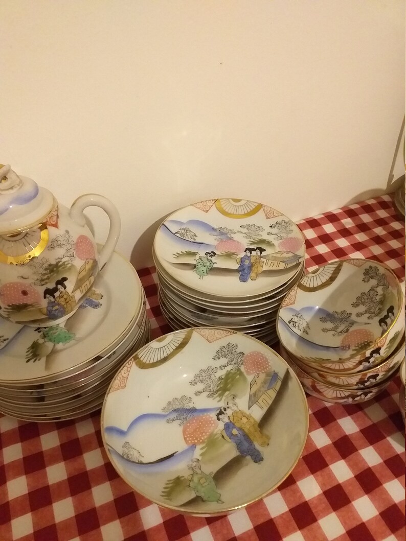 Old Japanese Tea Set,old Japanese Tea Set for 9 People,vintage Japanese