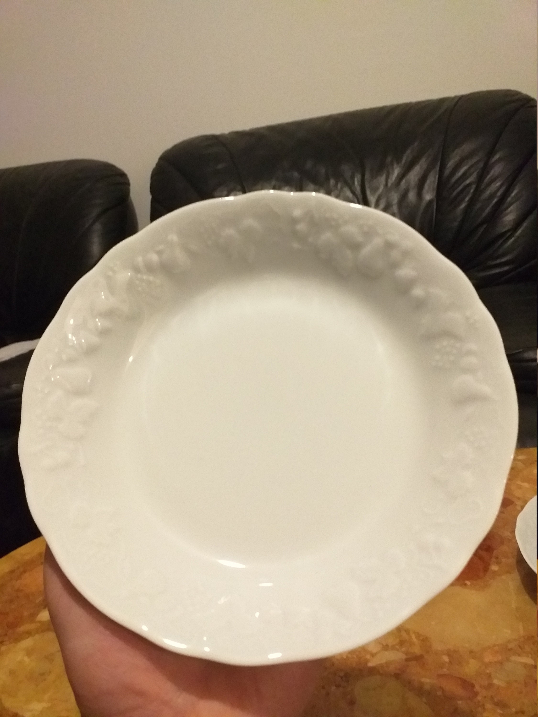 Deshoulieres Plates/Philippe Deshoulieres Porcelain Limoges White Porcelain Decorated With Fruits De