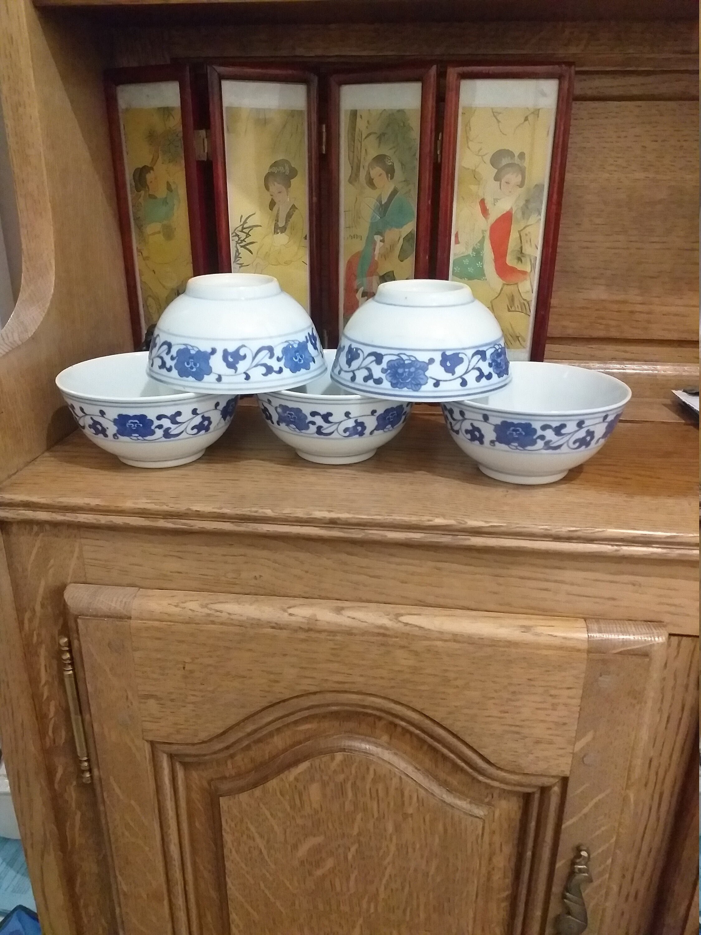 China Rice Deep Bowls/rice Bowls White and Blue China/vintage China